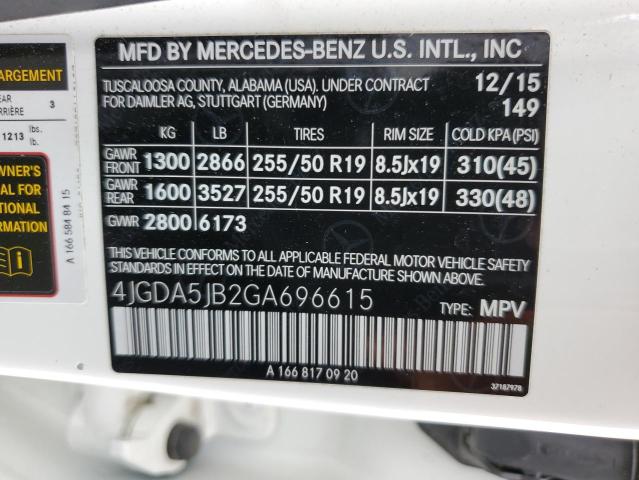 4JGDA5JB2GA696615 Mercedes-Benz GLE 350
