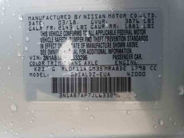 3N1AB7AP7JL633296 Nissan SENTRA S