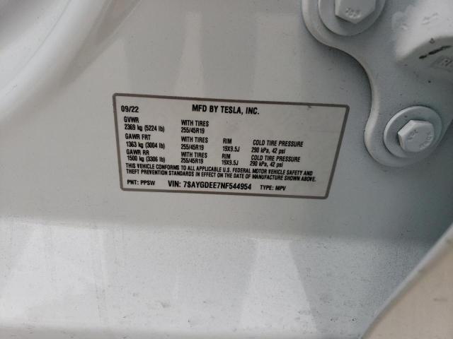 7SAYGDEE7NF544954 Tesla Model Y