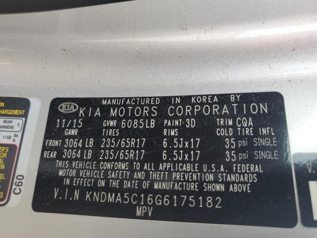 2016 KIA SEDONA L - KNDMA5C16G6175182