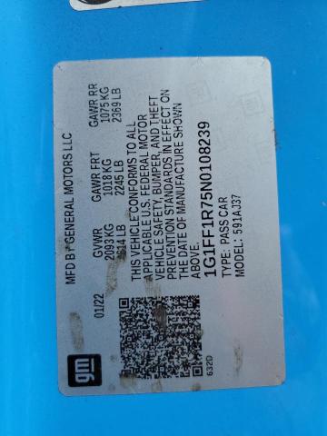 2022 CHEVROLET CAMARO LT1 1G1FF1R75N0108239