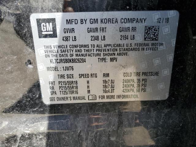 2019 CHEVROLET TRAX PREMI KL7CJRSB0KB826204