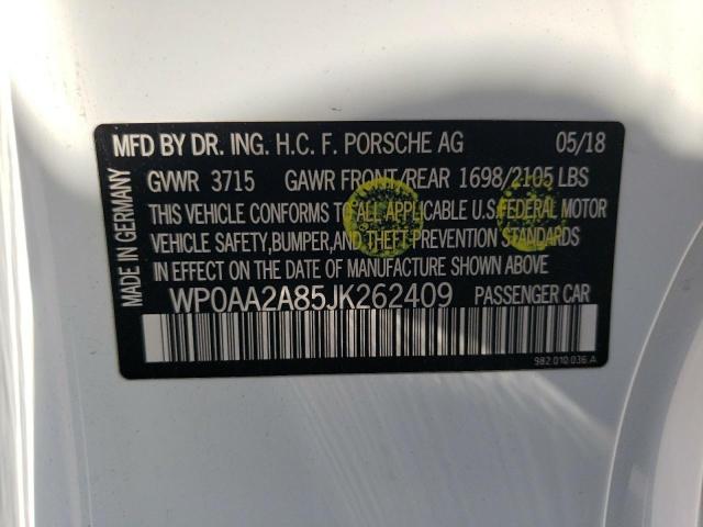 WP0AA2A85JK262409 Porsche Cayman