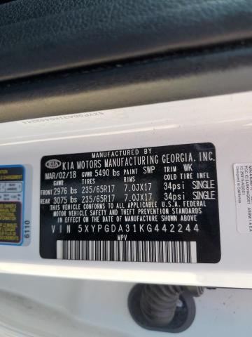 5XYPGDA31KG442244 KIA SORENTO L