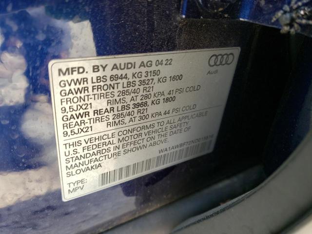 2022 AUDI SQ7 PREMIU WA1AWBF72ND015516