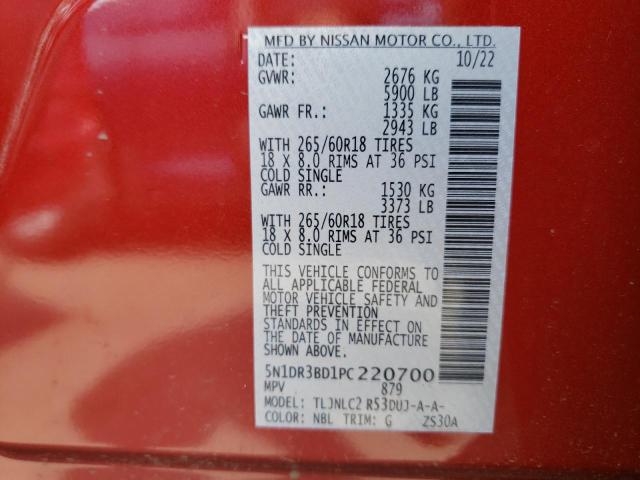 5N1DR3BD1PC220700 Nissan Pathfinder Sv