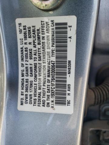 2017 HONDA CIVIC EXL - 19XFC1F76HE000647