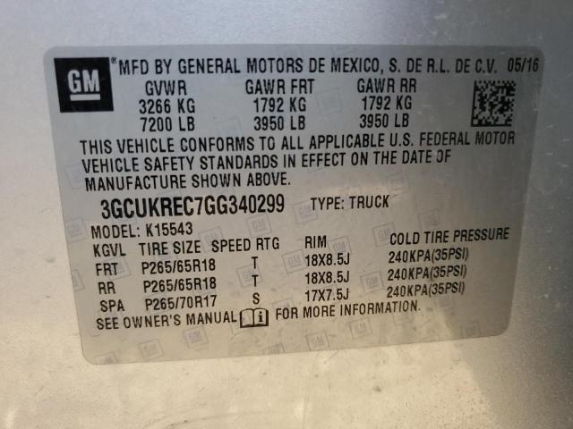 Chevrolet Silverado K1500 Lt 2016 3GCUKREC7GG340299 Image 12