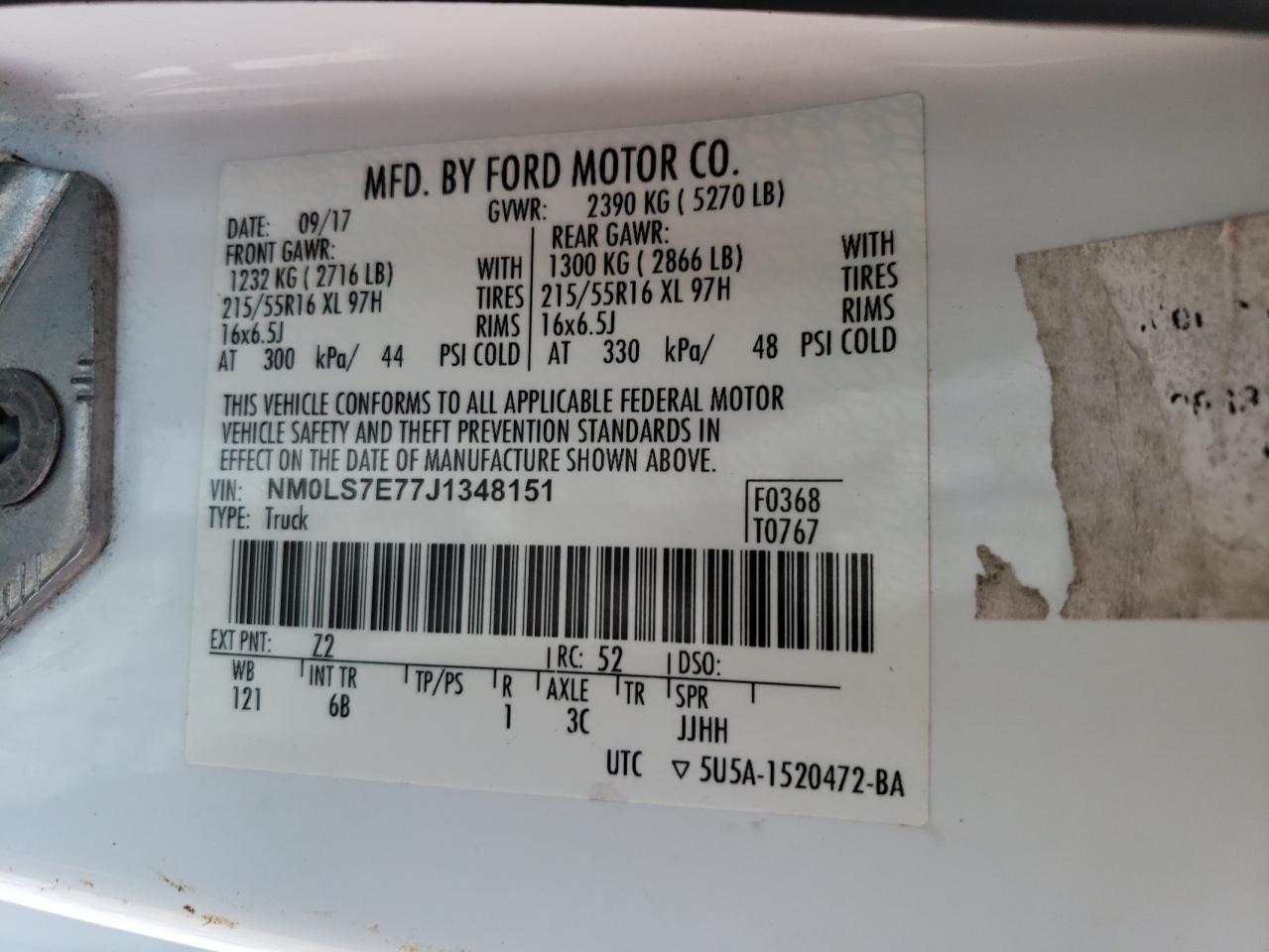 NM0LS7E77J1348151 FORD TRANSIT 2018