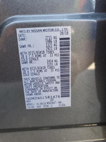 5N1DR2CN2LC581476 Nissan Pathfinder Sl