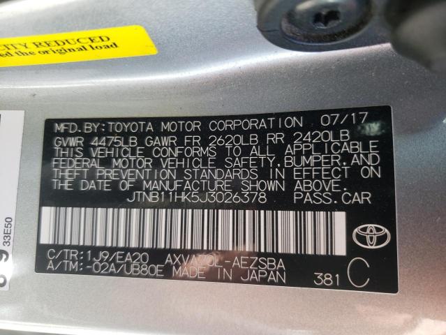JTNB11HK5J3026378 Toyota CAMRY L