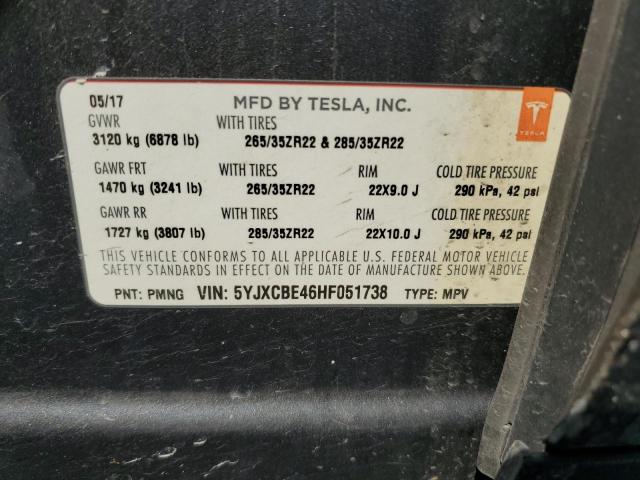 5YJXCBE46HF051738 Tesla MODEL X