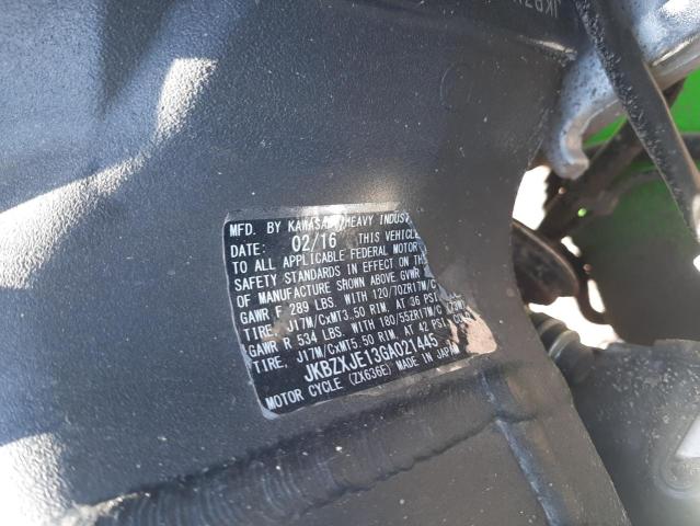 2016 KAWASAKI ZX636 E - JKBZXJE13GA021445