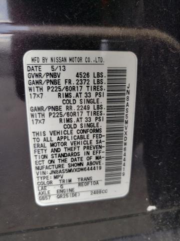 VIN JN8AS5MVXDW644419 2013 NISSAN ROGUE no.13