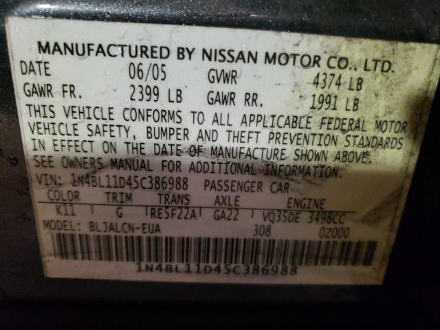 2005 Nissan Altima Se VIN: 1N4BL11D45C386988 Lot: 50226423