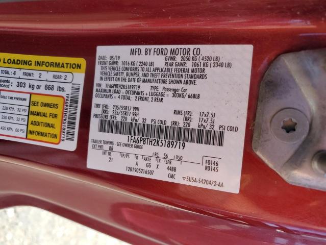1FA6P8TH2K5189719 Ford MUSTANG