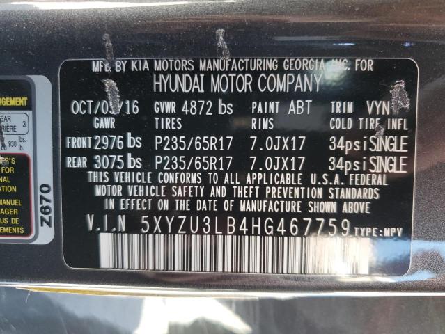 5XYZU3LB4HG467759 Hyundai SANTA FE SPORT