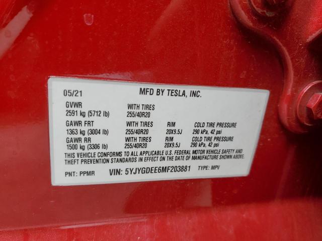 5YJYGDEE6MF203881 Tesla Model Y
