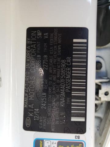 KNAGM4AD7F5085908 KIA OPTIMA HYBRID