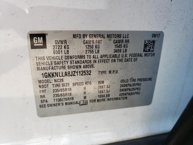 1GKKNLLA8JZ112532 GMC ACADIA SLE