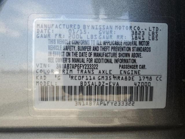 3N1AB7AP6FY233322 Nissan SENTRA S