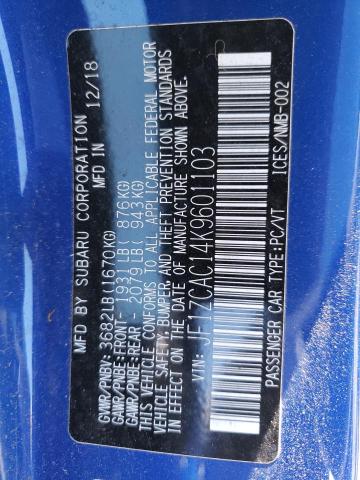 2019 SUBARU BRZ LIMITE JF1ZCAC14K9601103