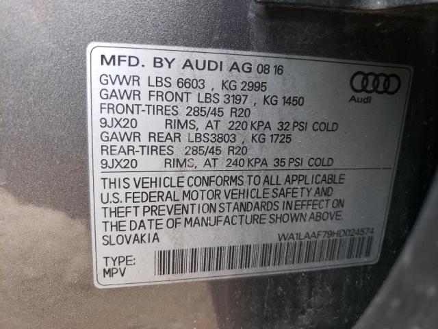 VIN WA1LAAF79HD024574 2017 Audi Q7, Premium Plus no.14