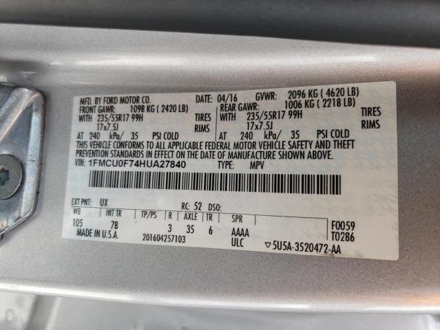 1FMCU0F74HUA27840 Ford ESCAPE S