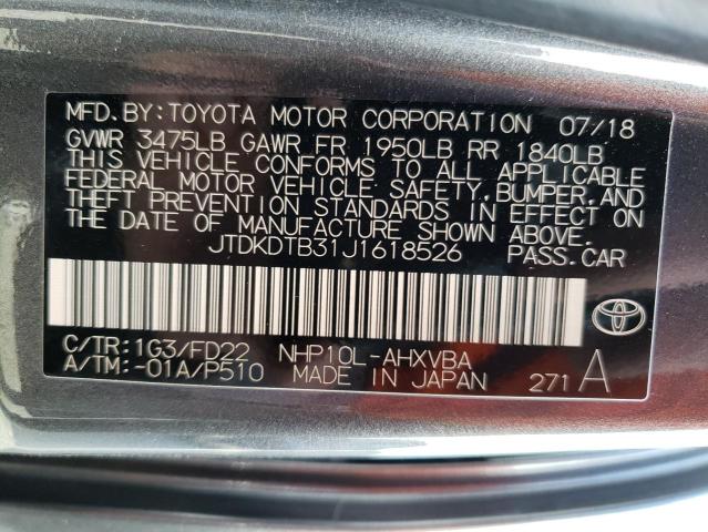 JTDKDTB31J1618526 Toyota PRIUS C