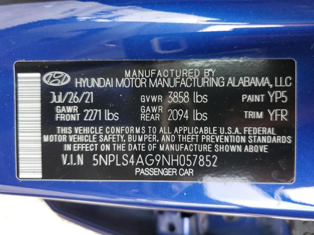 5NPLS4AG9NH057852 Hyundai ELANTRA SEL