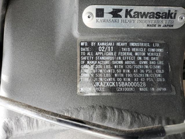 2011 KAWASAKI ZX1000 K JKAZXCK15BA000528