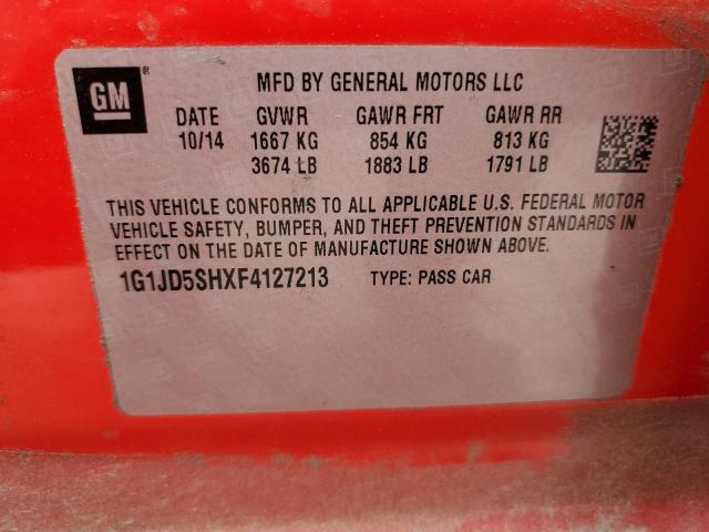 2015 CHEVROLET SONIC LT - 1G1JD5SHXF4127213