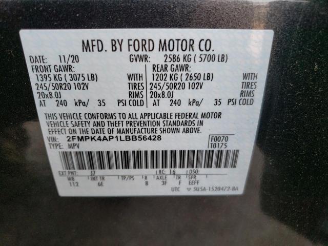 2020 FORD EDGE ST - 2FMPK4AP1LBB56428