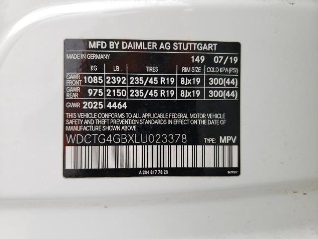 WDCTG4GBXLU023378 Mercedes-Benz Gla 250 4matic
