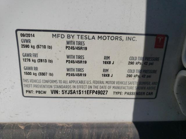 5YJSA1S11EFP49027 Tesla MODEL S