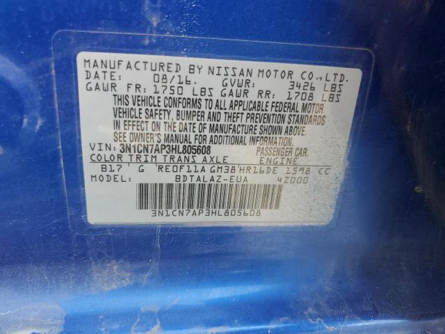 3N1CN7AP3HL805608 Nissan VERSA S