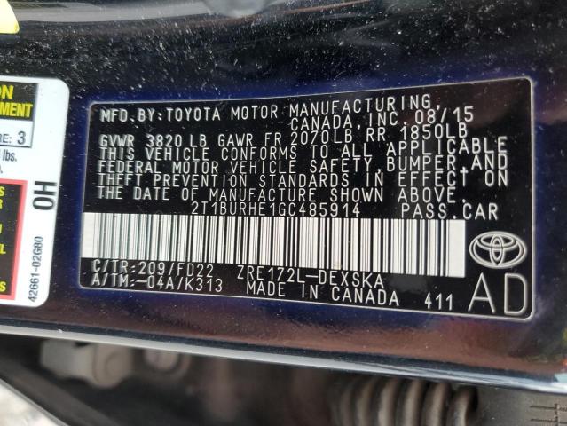 Toyota COROLLA L 2016 2T1BURHE1GC485914 Image 13