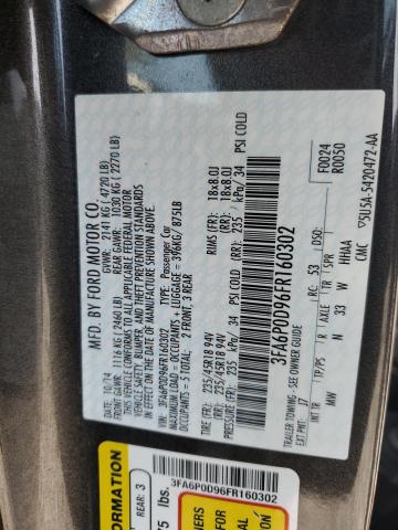 3FA6P0D96FR160302 Ford Fusion Titanium