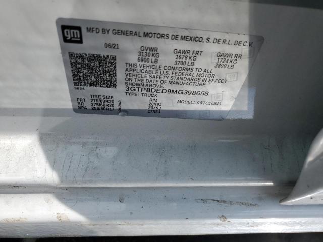3GTP8DED9MG398658 GMC Sierra C1500 Slt
