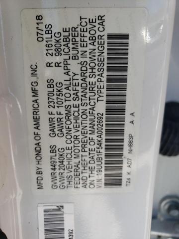 2019 ACURA TLX TECHNO - 19UUB1F54KA002692