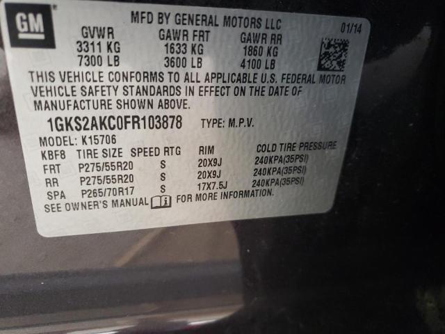 1GKS2AKC0FR103878 GMC YUKON SLE