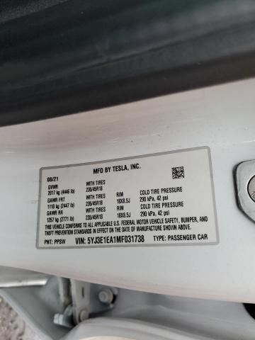 5YJ3E1EA1MF031738 Tesla MODEL 3