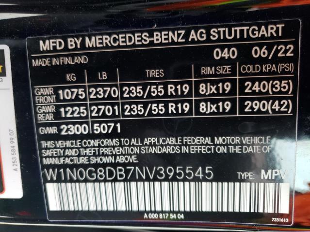 W1N0G8DB7NV395545 Mercedes-Benz GLC 300