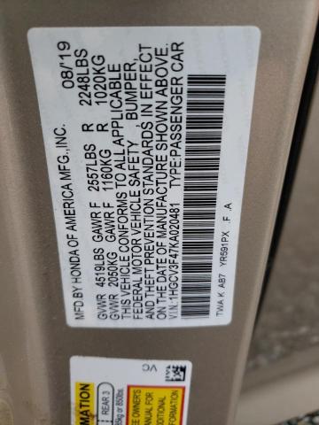 Honda Accord Hybrid Ex 2019 1HGCV3F47KA020481 Image 13
