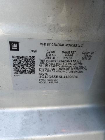 1G1JD6SBXL4139634 | 2020 CHEVROLET SONIC LT