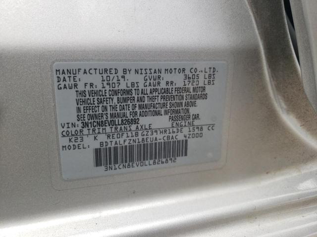 3N1CN8EV0LL826892 Nissan VERSA SV