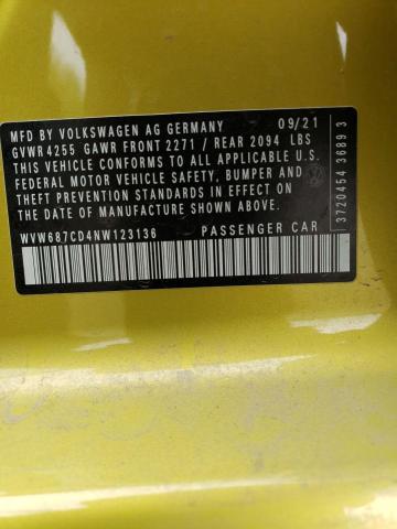 2022 VOLKSWAGEN GTI AUTOBA - WVW687CD4NW123136