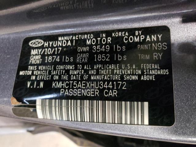 KMHCT5AEXHU344172 Hyundai ACCENT SE