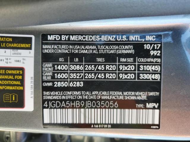 4JGDA5HB9JB035056 Mercedes-Benz Gle 350 4matic