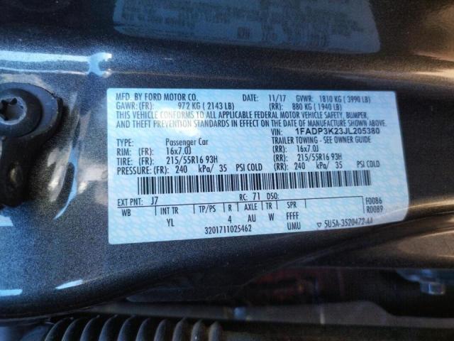 1FADP3K23JL205380 Ford FOCUS SE